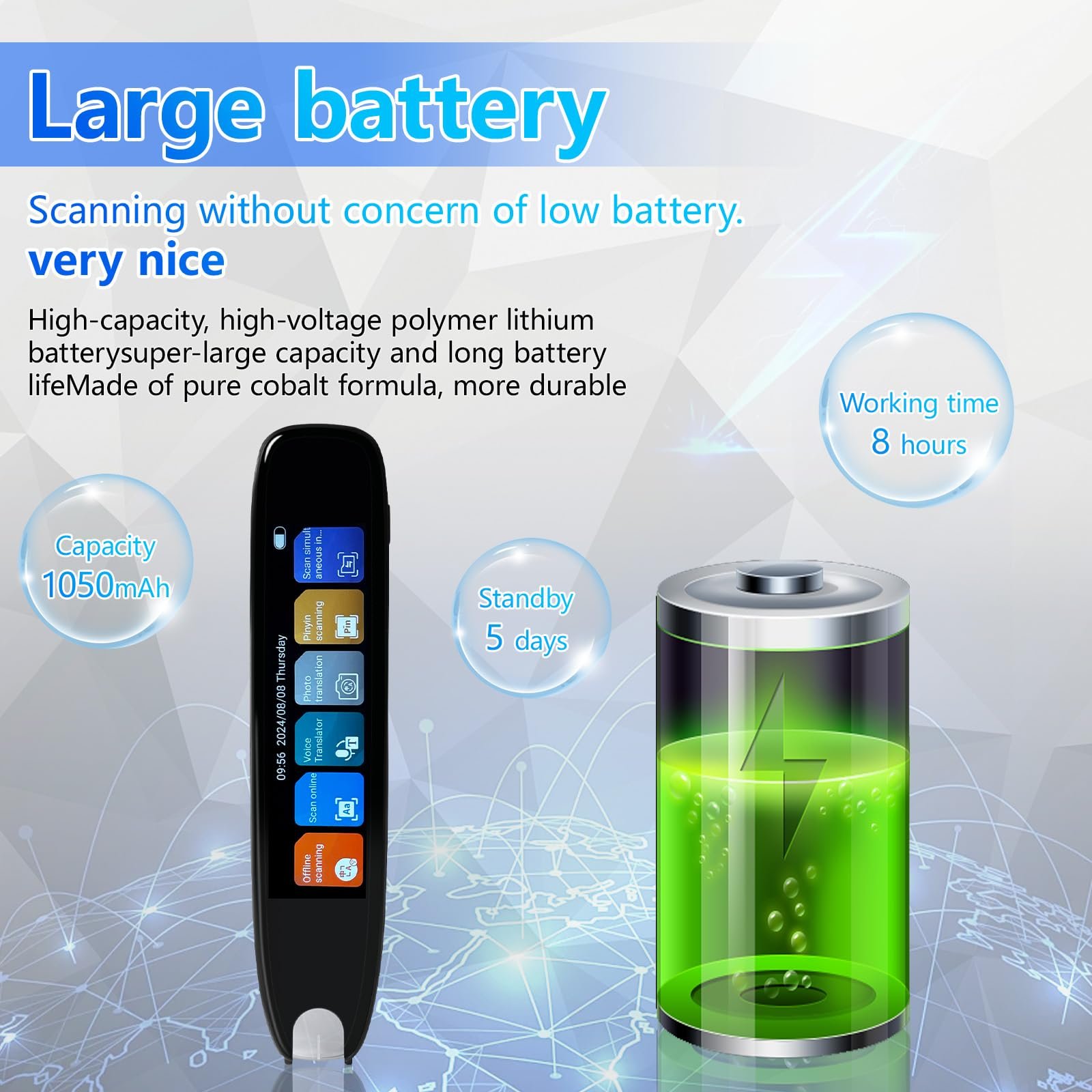 Ручка-переводчик WingFly Scan, 3.7-дюймовый сенсорный экран, интеллектуальная, фото №6