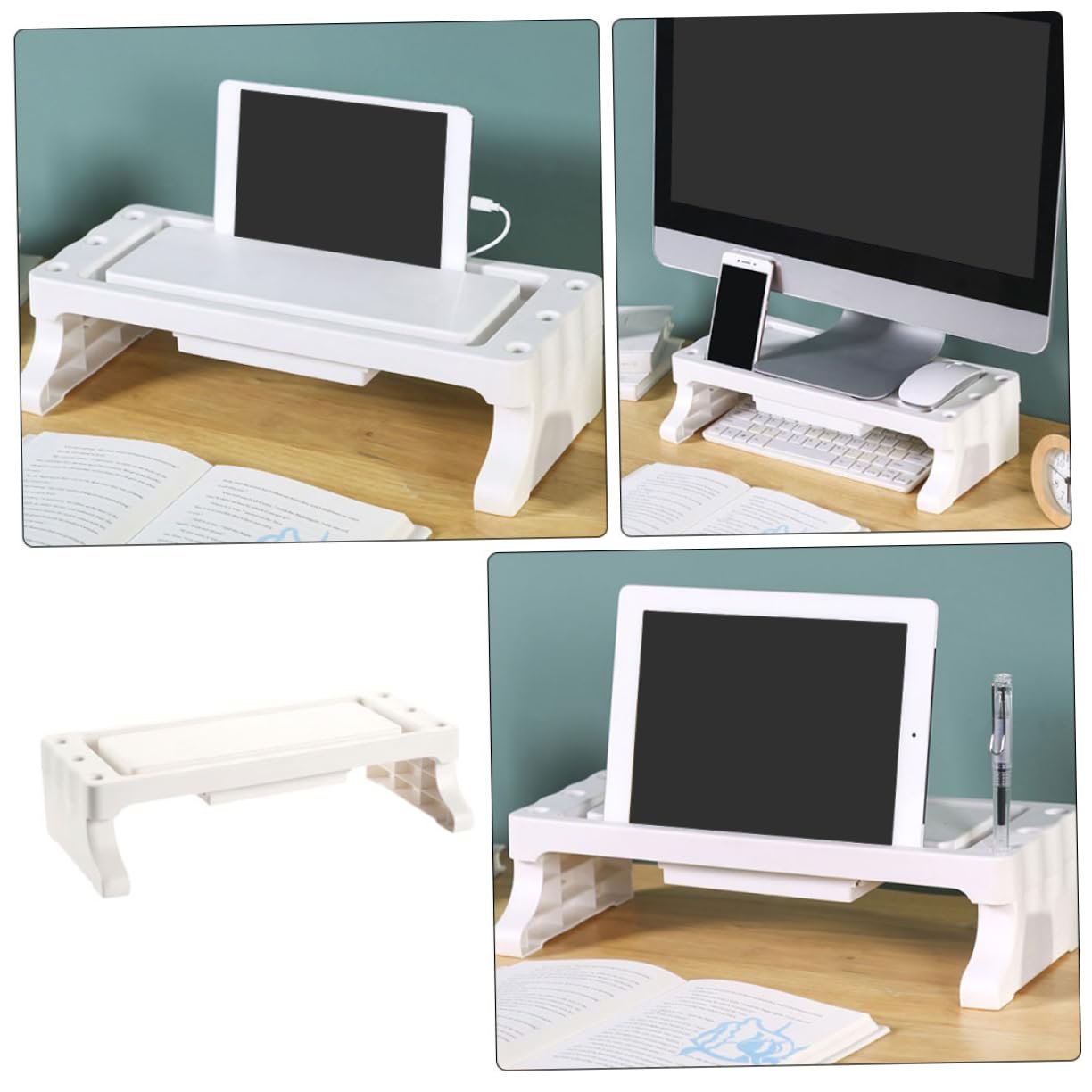 Підставка для монітора Багатофункціональна Підвищення екрана ПК Органайзер для дому та офісу Білий, фото №3