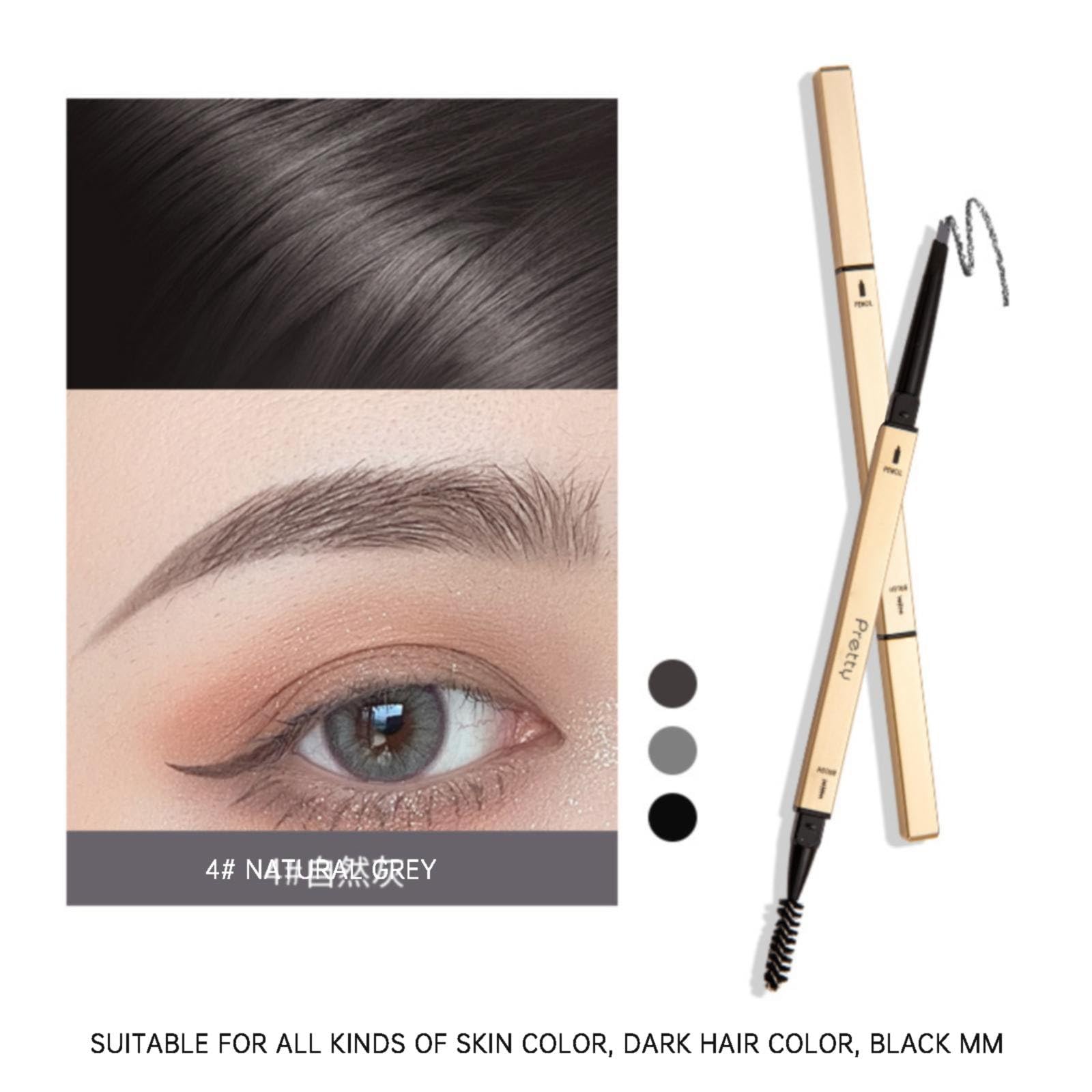 Олівець для брів Triangular Extra Double-Sided Eyebrow Pencil Grey, фото №5