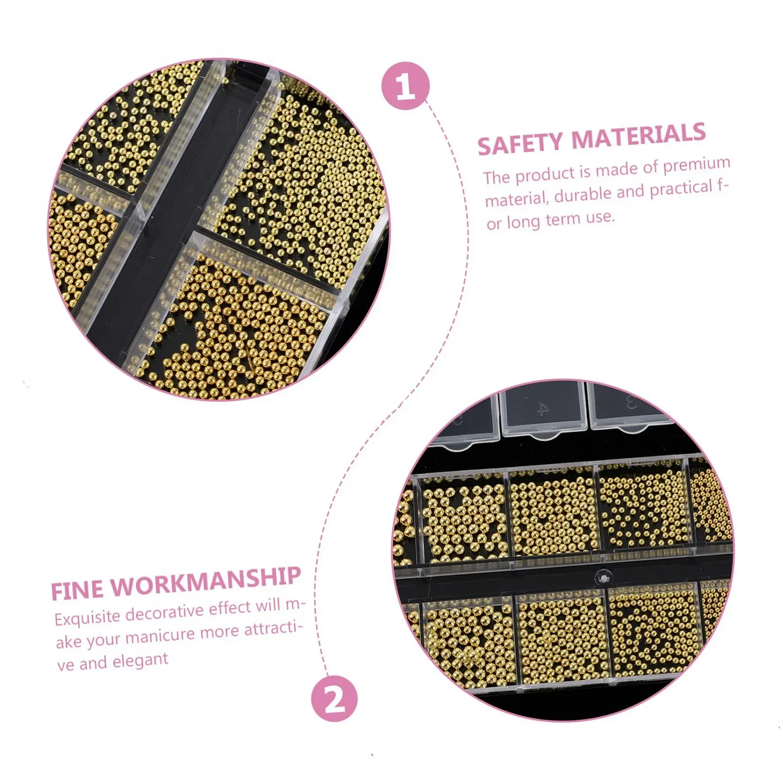 Прикраси для нігтів Кульки Сталь Золотий, фото №7