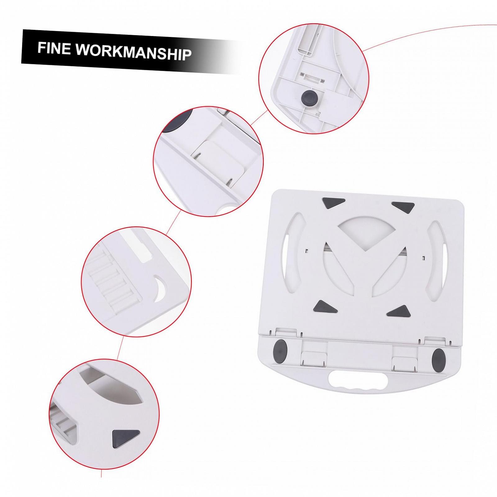 Підставка для ноутбука Ергономічна з поворотним пластиковим корпусом, покращеним охолодженням та стабільним розподілом навантаження, біла, фото №5