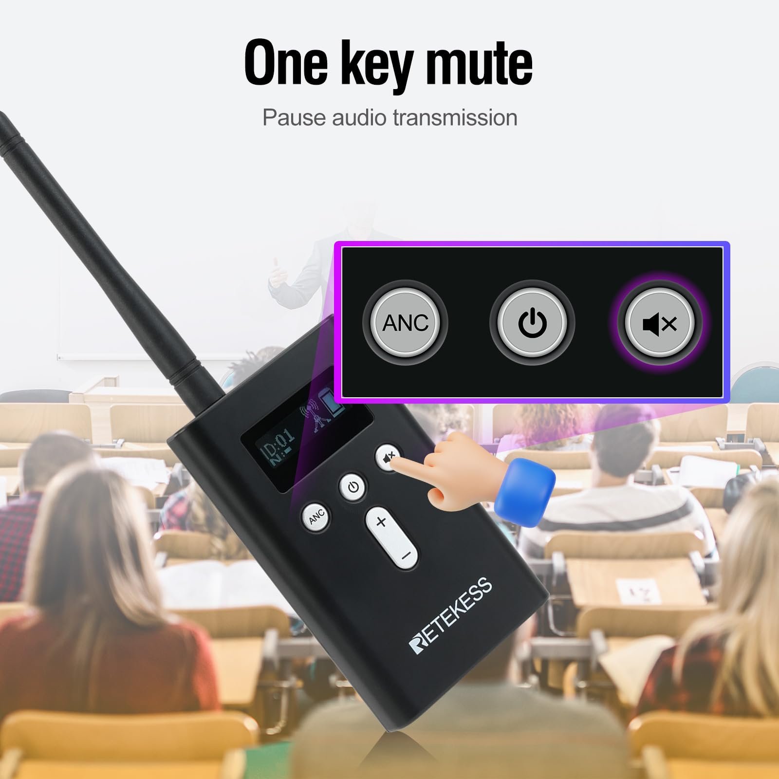 Система для экскурсоводов Retekess T130P (T130 3rd), улучшенное шумоподавление, беспроводная микрофонная, фото №8 Система для экскурсоводов Retekess T130P (T130 3rd), улучшенное шумоподавление, беспроводная микрофонная, фото №8