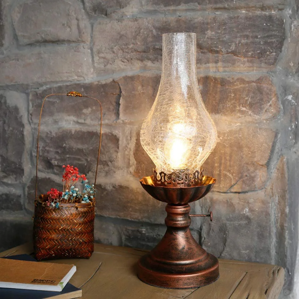 Настільна лампа Vintage Petroleum Lamp Retro Glass E27 Clear 40 см, фото №2