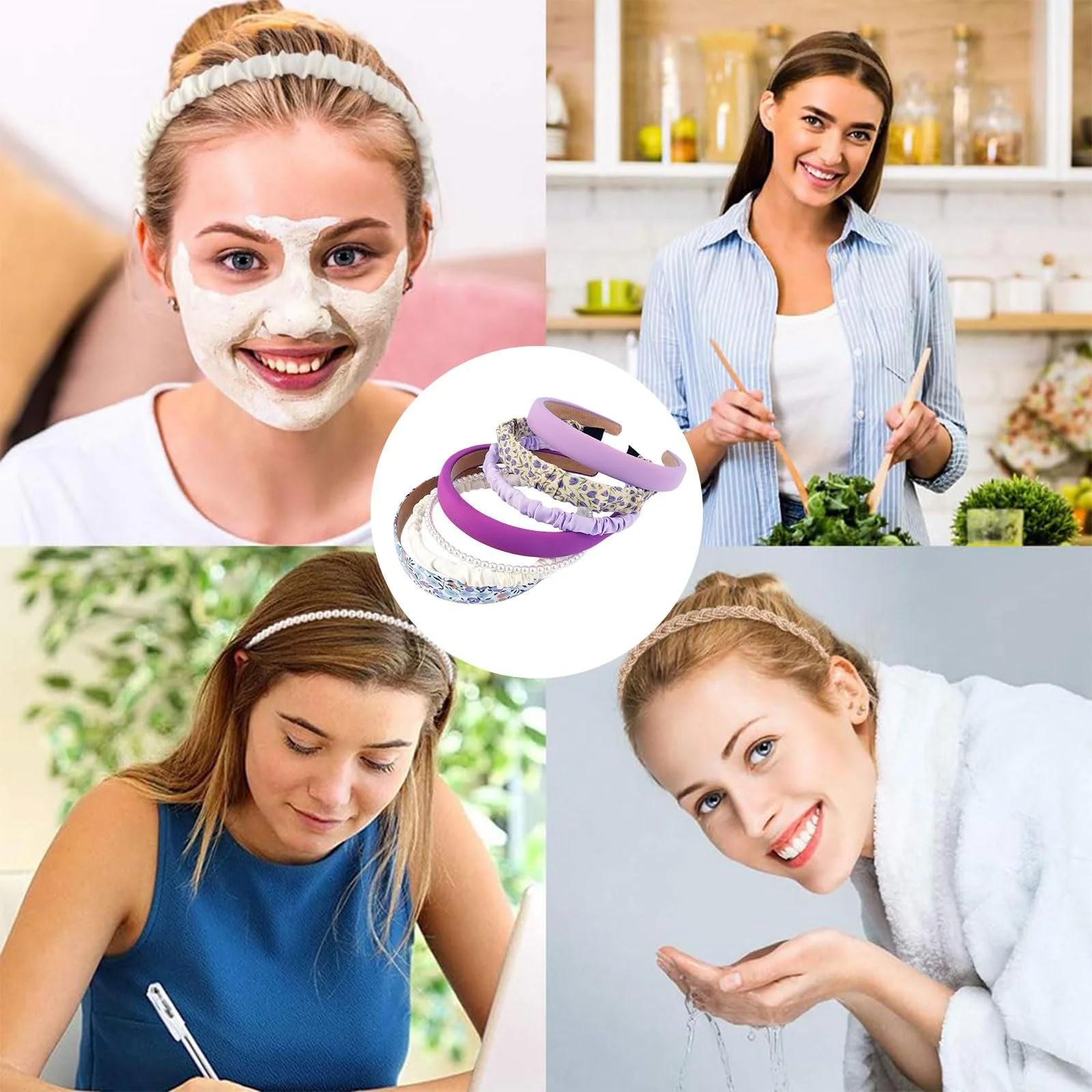 Набір обручів на голову 7 шт. Фіолетовий, фото №5 Набір обручів на голову 7 шт. Фіолетовий, фото №5