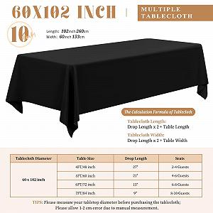 Скатертини прямокутні 153 x 260 см 10 шт. Поліестер Чорний synthetic.ua - Фото 1