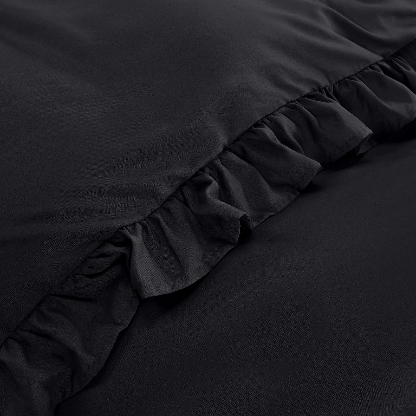Комплект постільної білизни з оборками Utopia Bedding 135 x 200 см - Підковдра з мікрофібри 135 x 200 см + 1 Наволочка 80 x 80 см - Чорний, фото №5