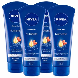 Крем для рук Nivea Увлажняющий с Миндальным Маслом и Маслом Карите для Сухой Кожи Быстрое Впитывание - 4 бутылки по 100 мл - Фото 1