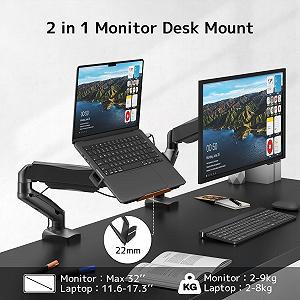 Держатель 2-в-1 для ноутбука и монитора для ноутбуков 11.6-17.3 дюймов и мониторов 17-32 дюйма synthetic.ua - Фото 1