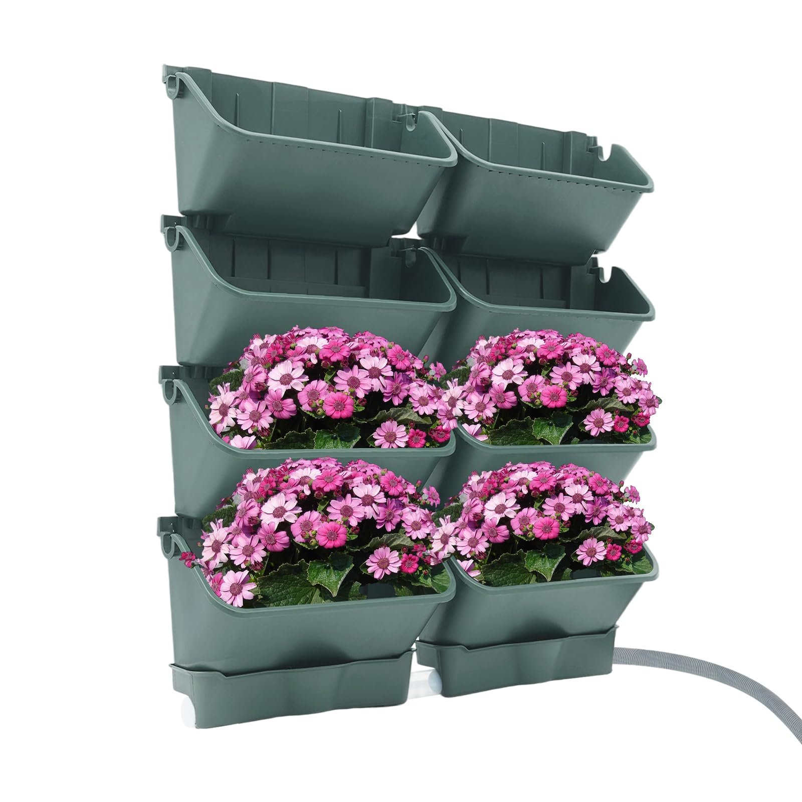 Настінна система для рослин на 8 горщиків з 2 дренажними піддонами та трубкою 2 м Чорний, фото №9 Настінна система для рослин на 8 горщиків з 2 дренажними піддонами та трубкою 2 м Чорний, фото №9