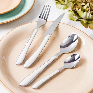 Набір столових приборів Aphrodite, 24 предмети, біла ручка ціна на synthetic.ua - Фото 1 Набір столових приборів Aphrodite, 24 предмети, біла ручка synthetic.ua - Фото 1