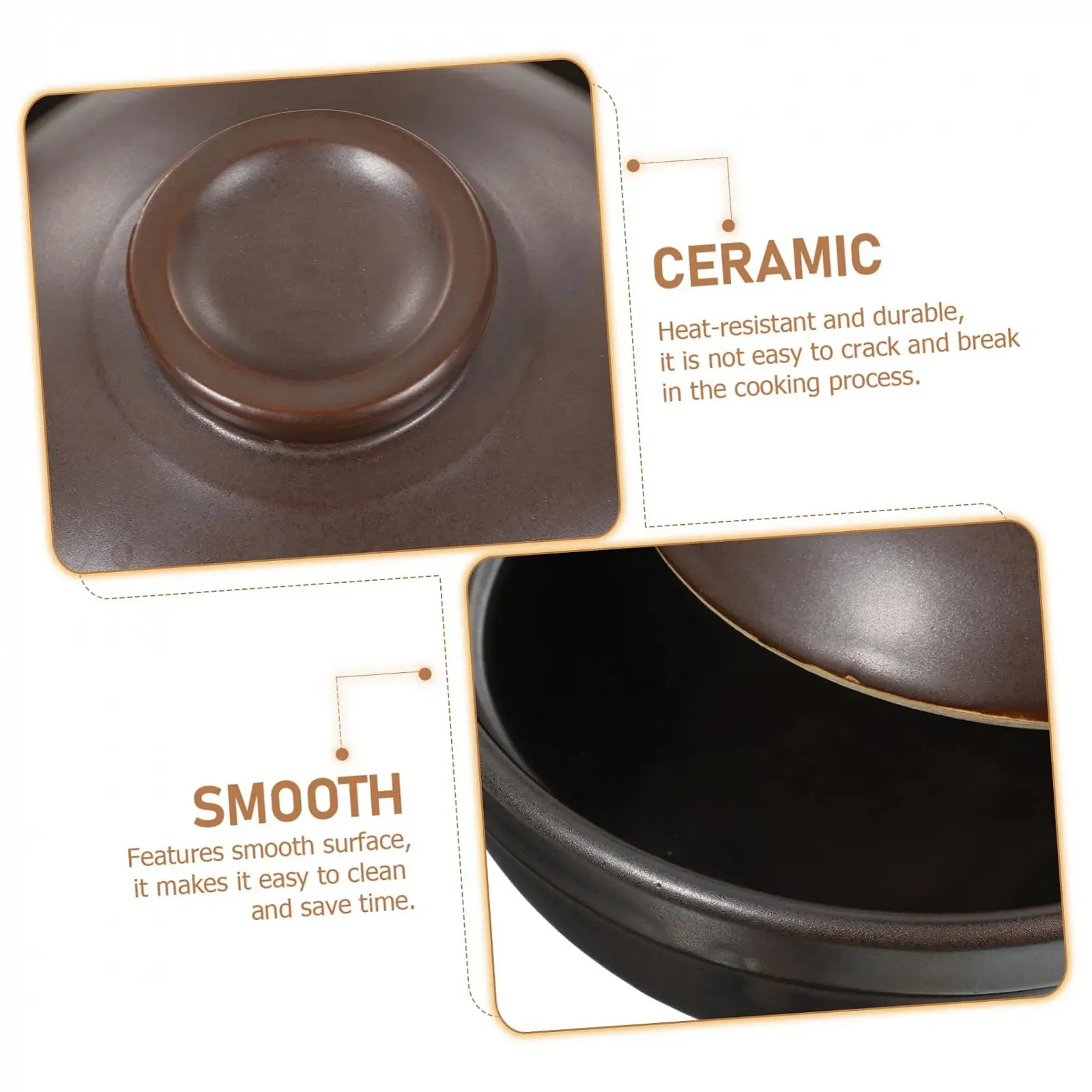 Ківш Zerodeko керамічний з кришкою та однією ручкою Термостійкий, фото №3