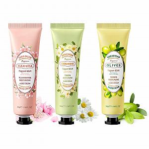 Крем для рук Chamomile, Cherry Blossom and Olive с ромашкой, вишневым цветом и оливками Характеристики Цвет 3 шт - Фото 1