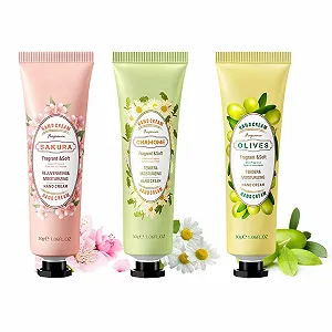 Крем для рук Chamomile, Cherry Blossom and Olive з ромашкою, вишневим цвітом та оливками Характеристики Колір 3 шт - Фото 1