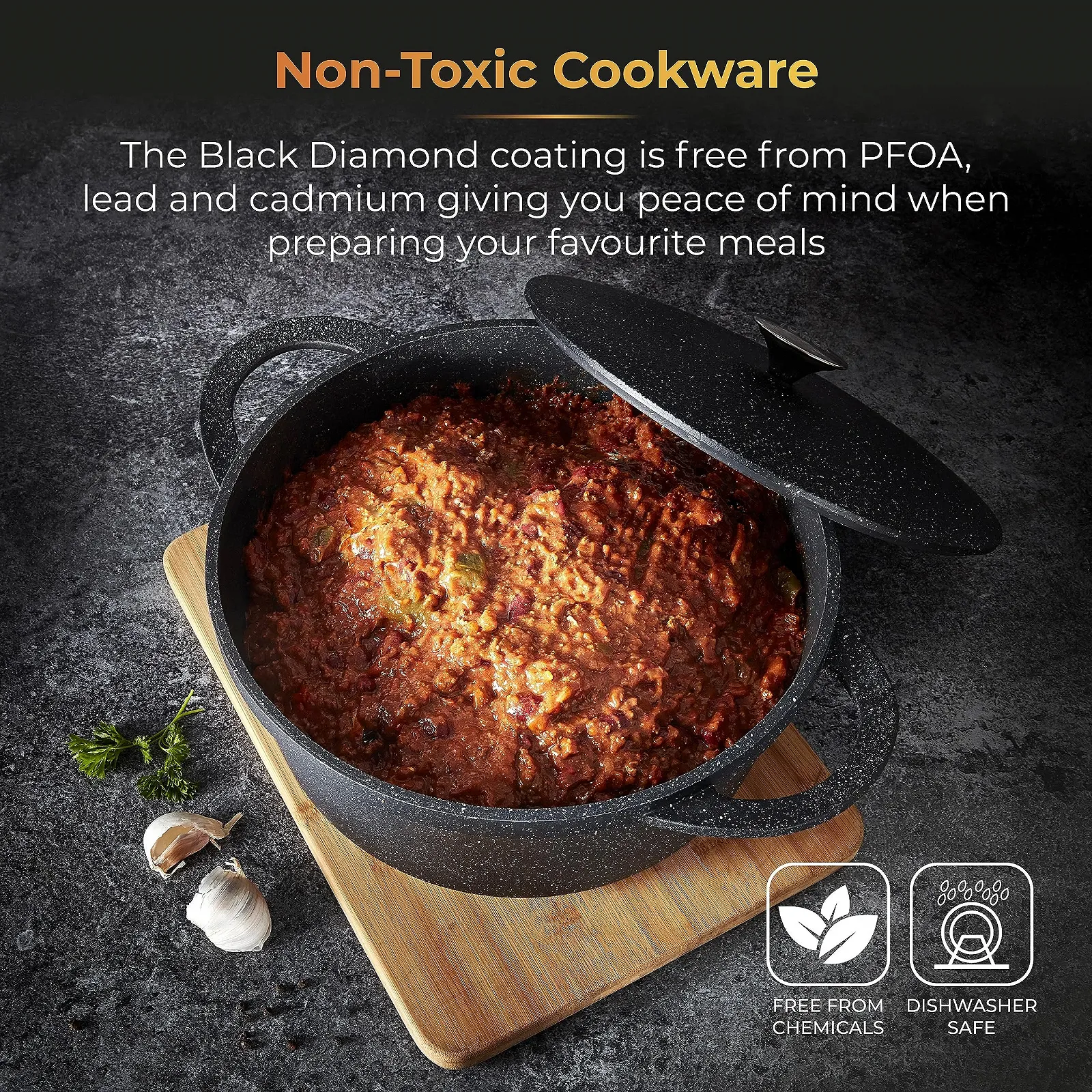 Кастрюля Tower Precision T900192 28 см с алюминиевой крышкой литой алюминий черная, фото №7