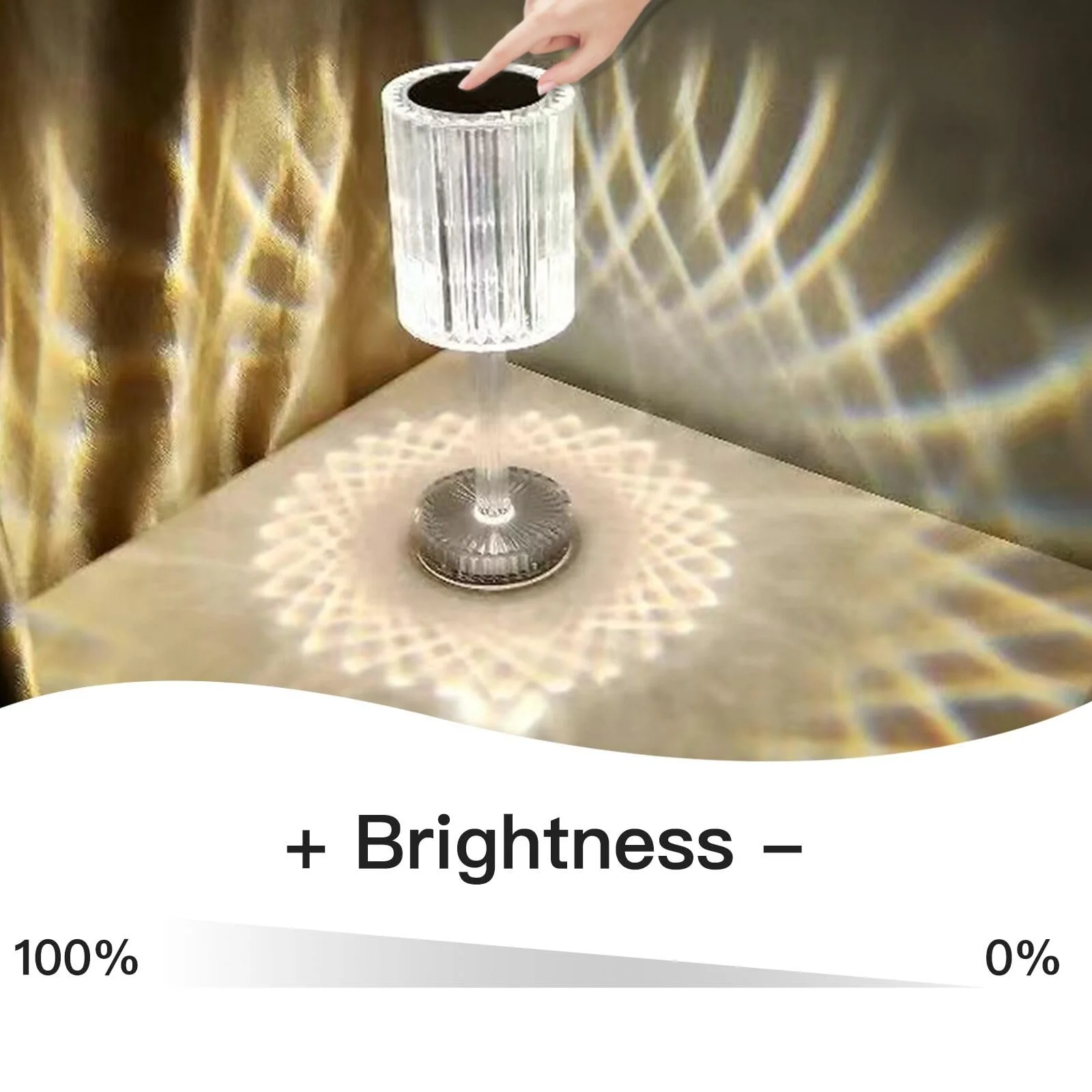 Настільна лампа XVZ LED Кришталева Акумуляторна 2000 мАг Сенсорна Димер, фото №4