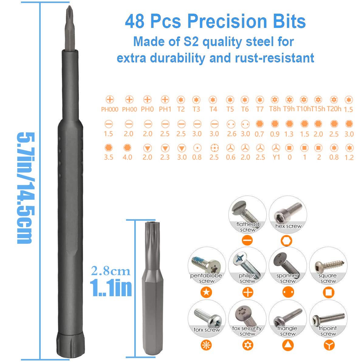Набір викруток Precision 49 в 1 Electronics Tool Kit S2 Tool Steel Срібний, фото №2