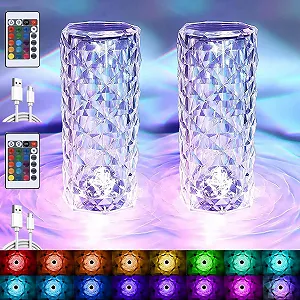 Настільна лампа LED Crystal Набір 2 шт 2000 мАг 16 кольорів RGB Сенсорна з пультом - Фото 1