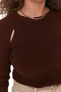 Женский свитшот TRENDYOL, однотонный, с круглым вырезом, большого размера, стандартного кроя synthetic.ua - Фото 1