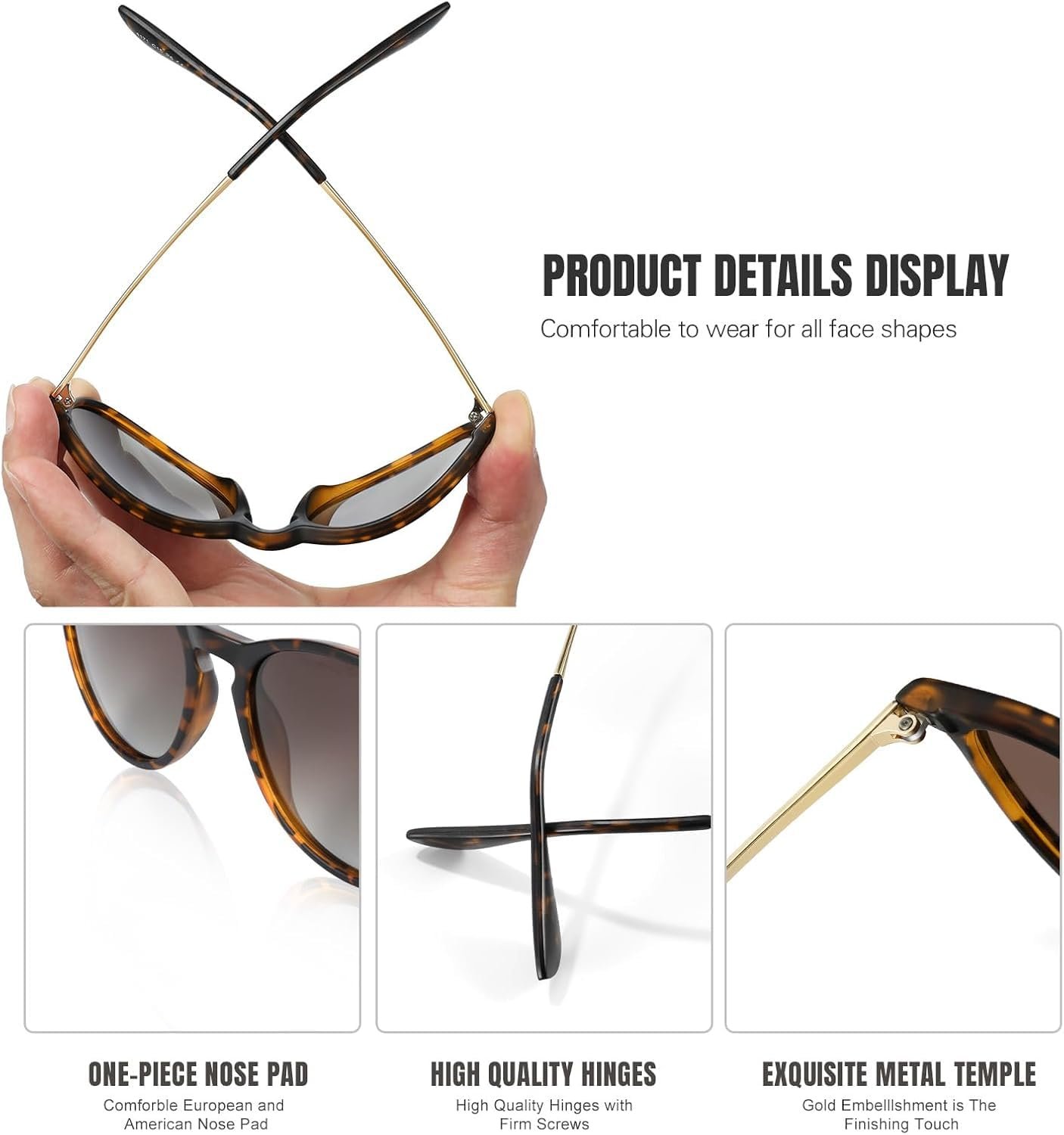 Поляризовані сонцезахисні окуляри для жінок Charfia, Ретро, круглі, фото №4