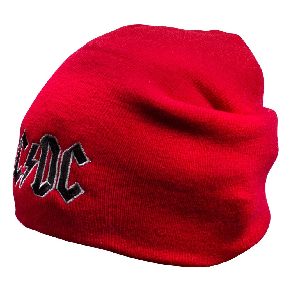 Шапка бини с вышивкой AC/DC Logo красная, фото №4