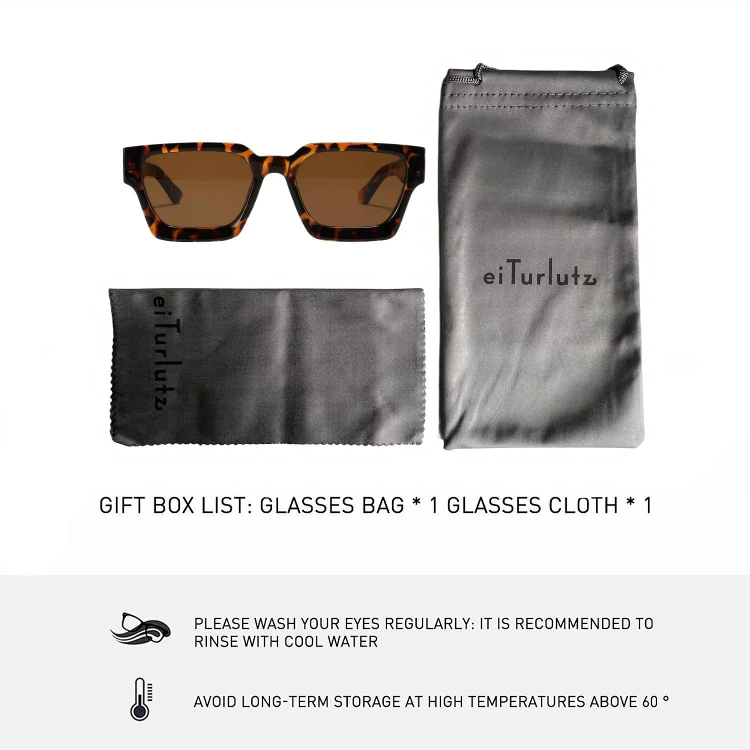 Солнцезащитные очки eiTurlutz Ретро Толстые Прямоугольные Массивные для Женщин Мужчин, фото №2