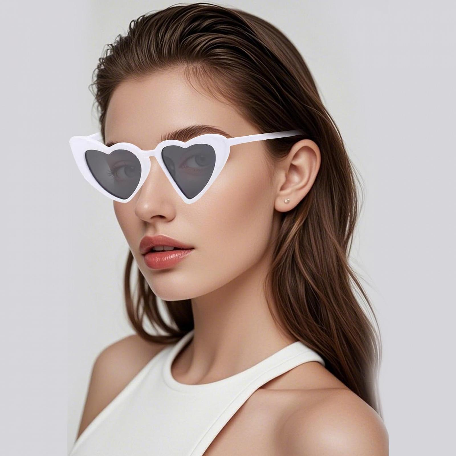Солнцезащитные очки в форме сердца, 10 шт, белые, фото №5