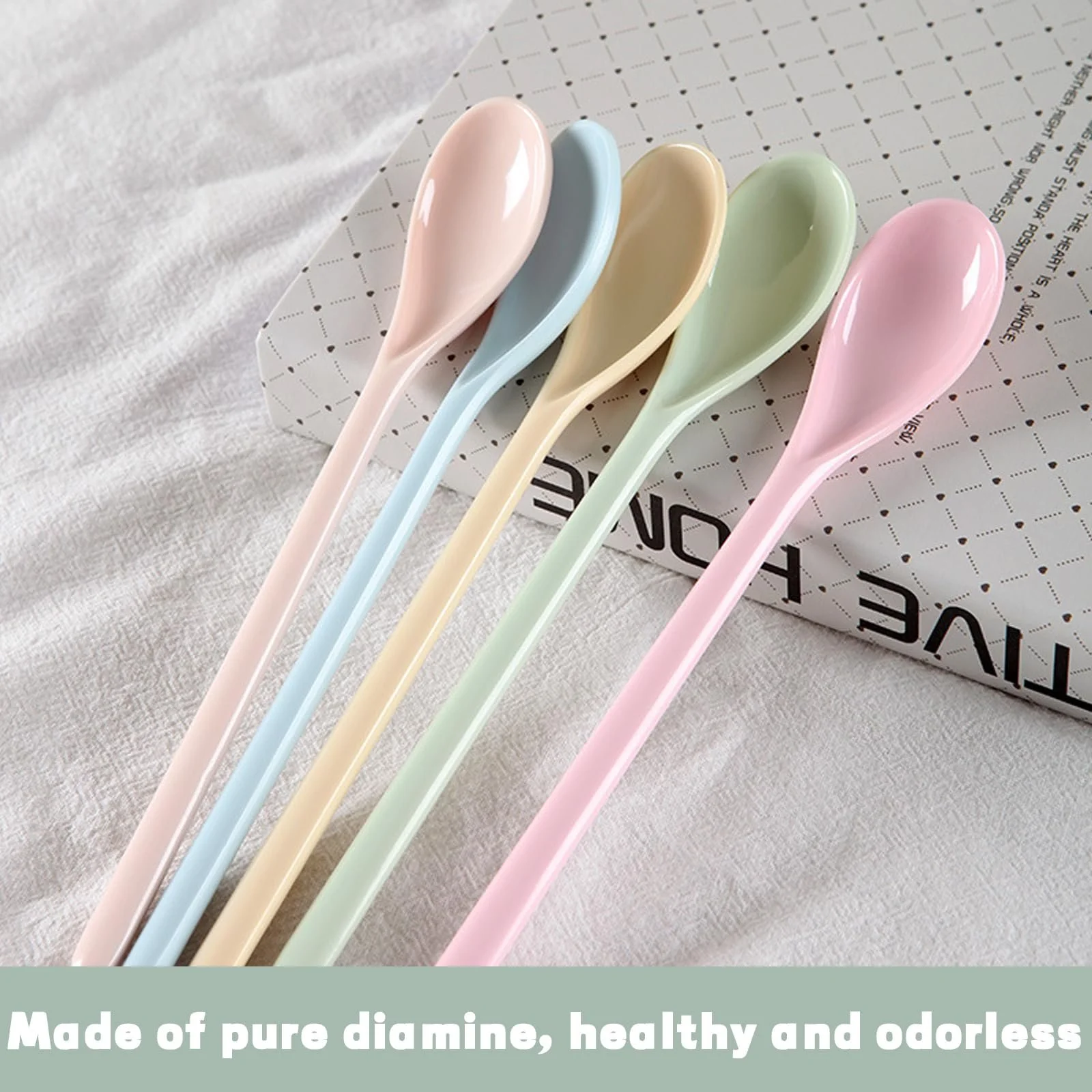 Ложки Пластикові Довгі Набір 5 штук Різнокольорові, фото №4