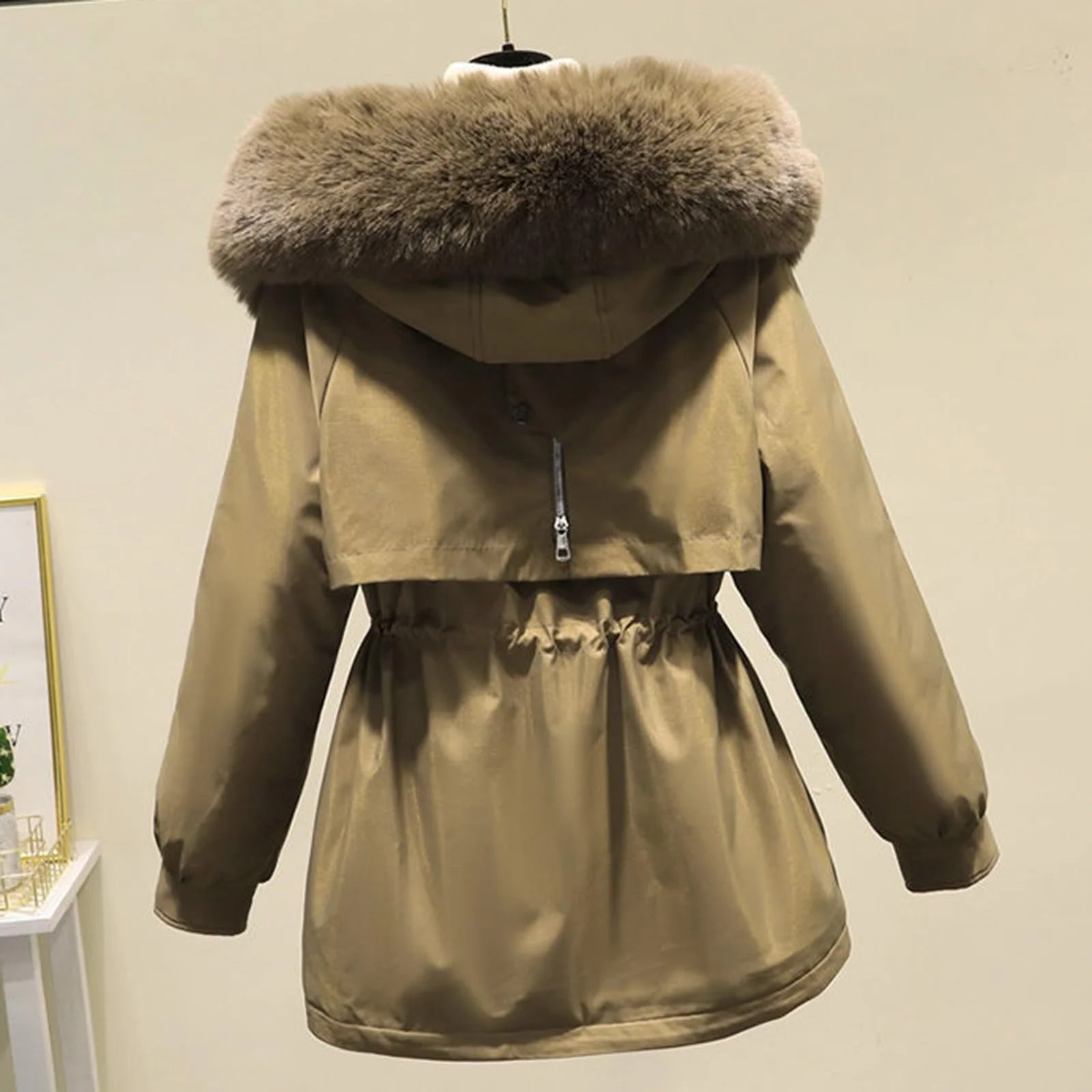 Зимняя куртка Mymyguoe с капюшоном, утепленная, с меховым капюшоном, фото №7