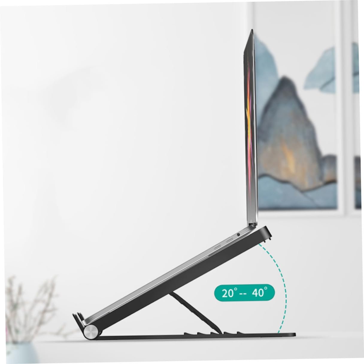 Регулируемая складная подставка для ноутбука из прочного материала Портативный держатель для ноутбука для поднятия на столе Легкая мобильная компьютерная стойка для офиса дома и в дороге, фото №7