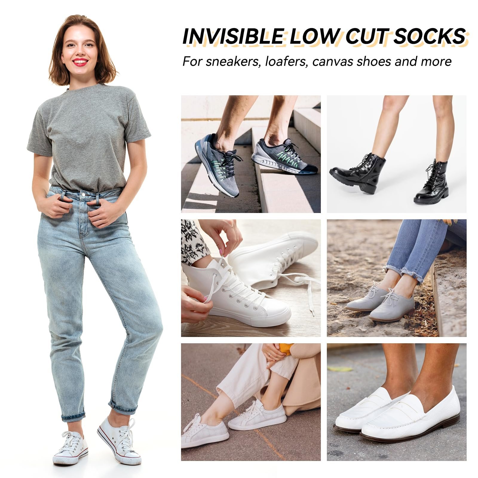 Шкарпетки Fantasyon без сліду для жінок 6 пар, нековзні невидимі шкарпетки, фото №6