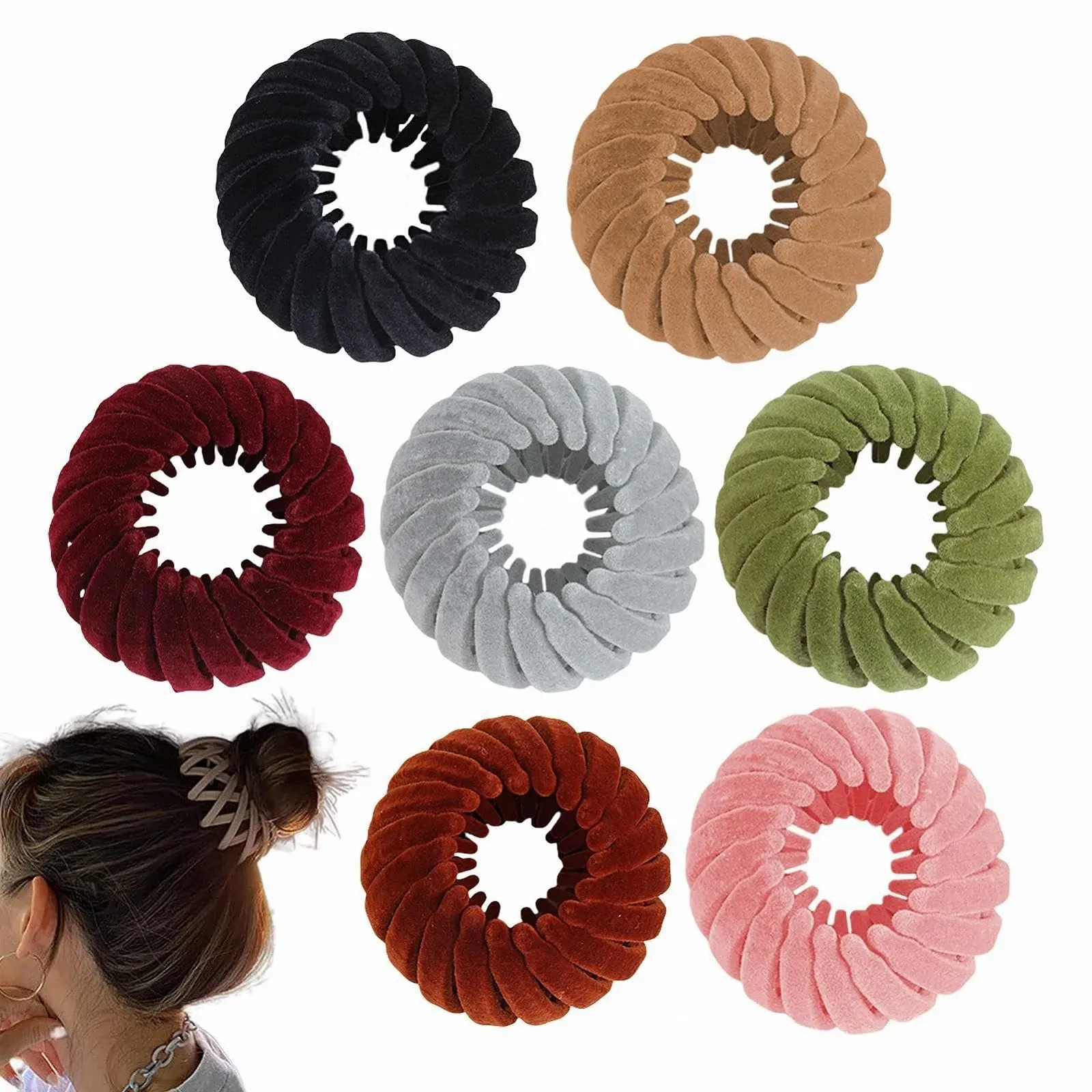 Заколка для волос Птичье гнездо, Шпилька для волос Птичье гнездо - 7 x Шпильки для волос, Расширяемый пучок для волос, Держатель для хвостика Птичье гнездо, Резинки, Аксессуары для волос, фото №9