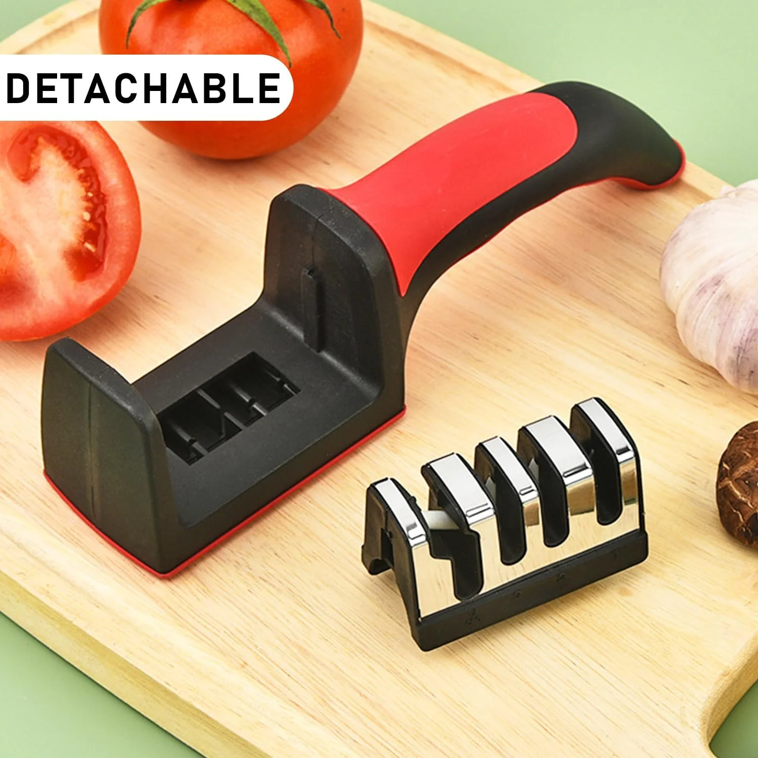 Точило для ножів набір 2 шт. ручне 3/4-рівневе Чорний та червоний, фото №5