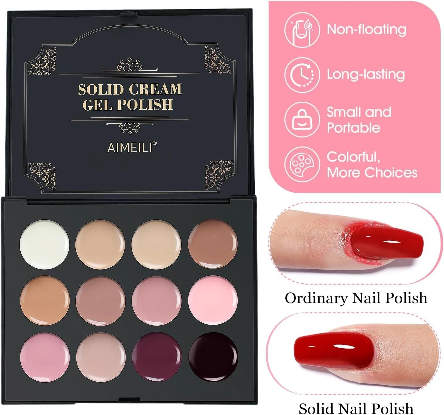 Твердий гель для нігтів AIMEILI 12 кольорів, кремовий гель-лак, фото №3