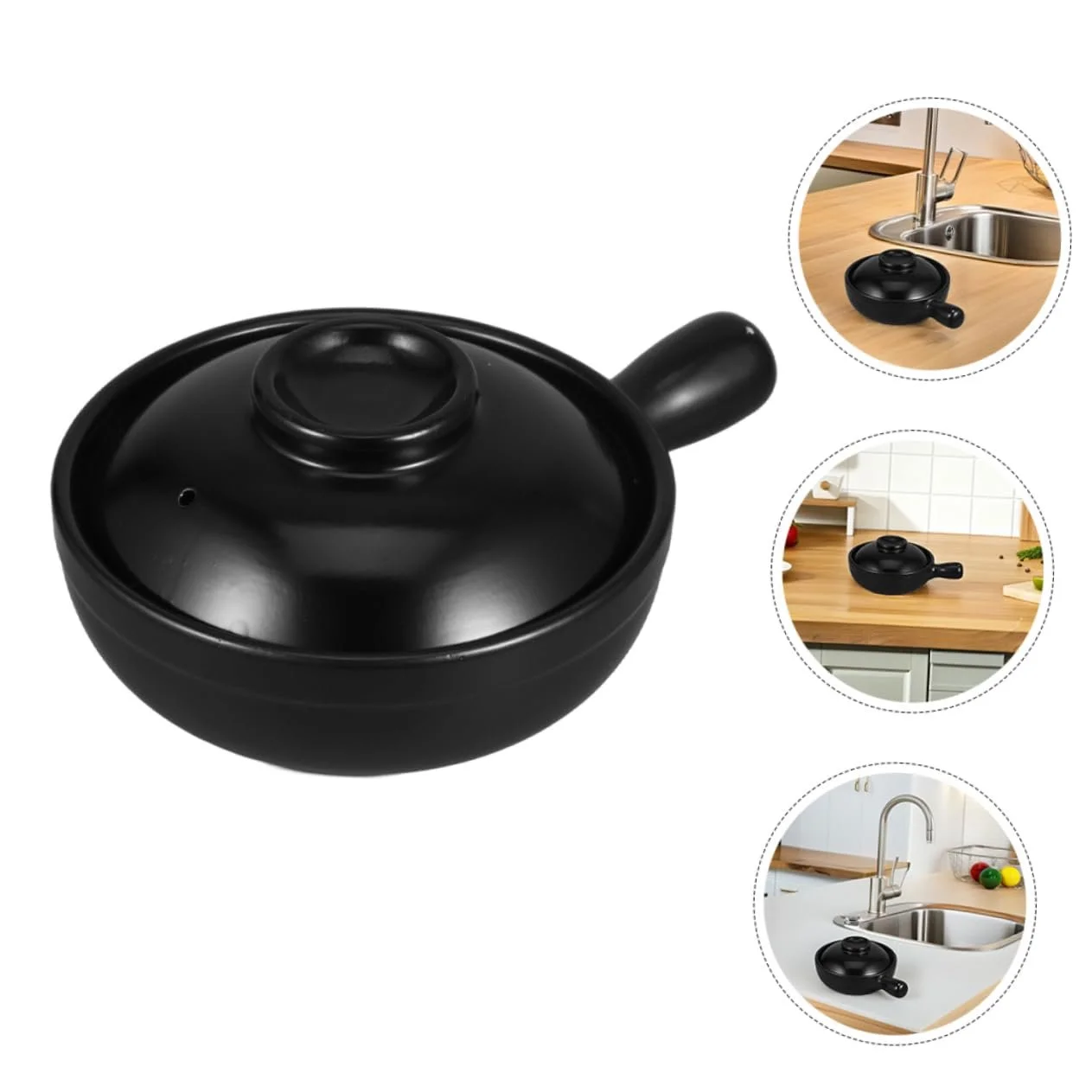 Глиняная кастрюля Garneck Donabe с крышкой 600 мл терракотовая для риса и супов термостойкая, фото №7