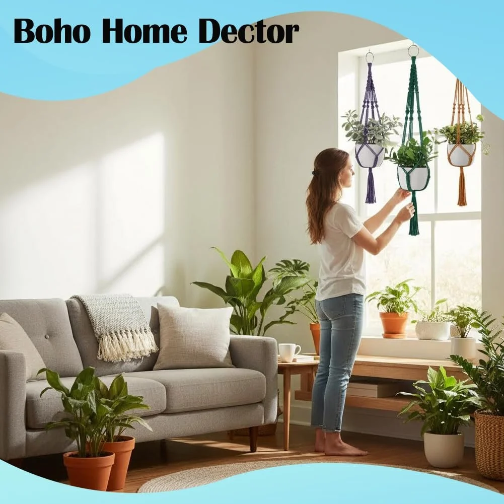 Набір для макраме Suo Long для дорослих 4 підвіси для рослин шнур 4 мм аксесуари інструкція для початківців, фото №3 Набір для макраме Suo Long для дорослих 4 підвіси для рослин шнур 4 мм аксесуари інструкція для початківців, фото №3