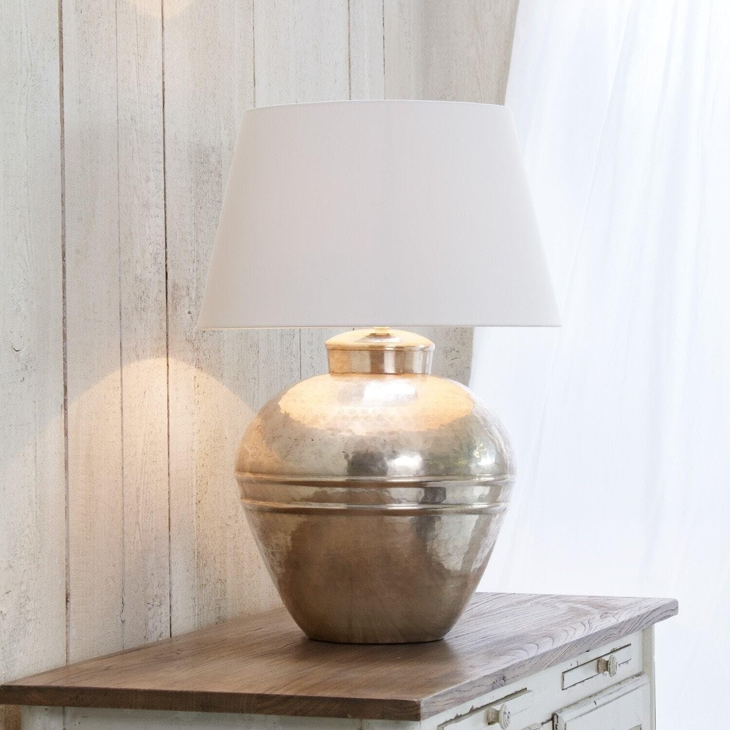 Настільна лампа LOBERON Madison ручної роботи Кремовий/Античне срібло, фото №2