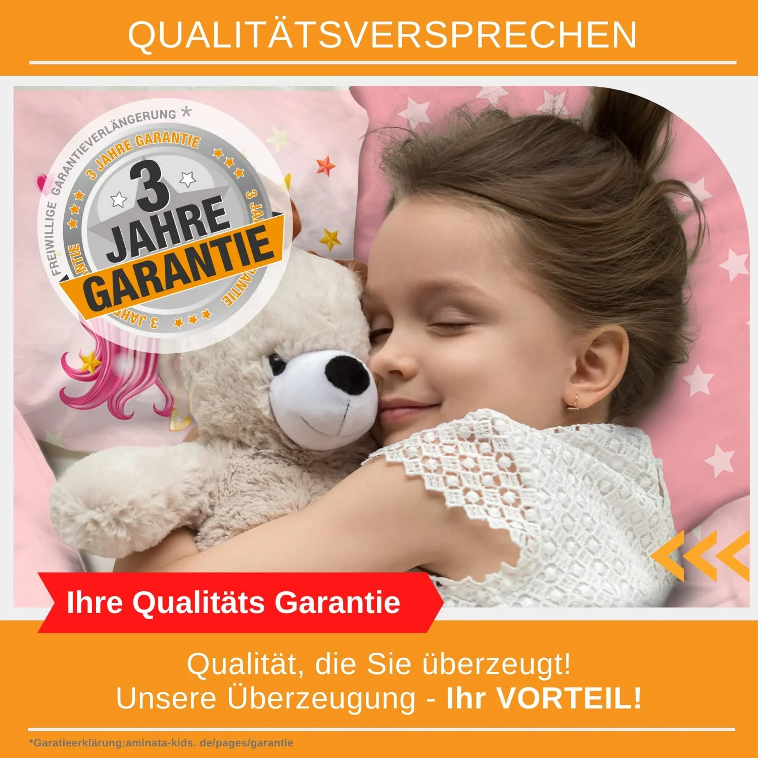 Дитяча постільна білизна Aminata kids 135 x 200 см, для дівчаток, з єдинорогом, на блискавці, двостороння, для односпального ліжка, фото №3