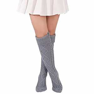 В'язані гольфи FGFD&OU, жіночі, вище коліна, теплі зимові шкарпетки, різдвяні шкарпетки - Фото 1