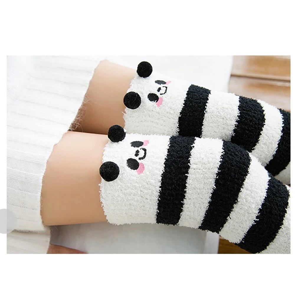 Милі високі смугасті шкарпетки з коралового флісу, фото №2 Милі високі смугасті шкарпетки з коралового флісу, фото №2