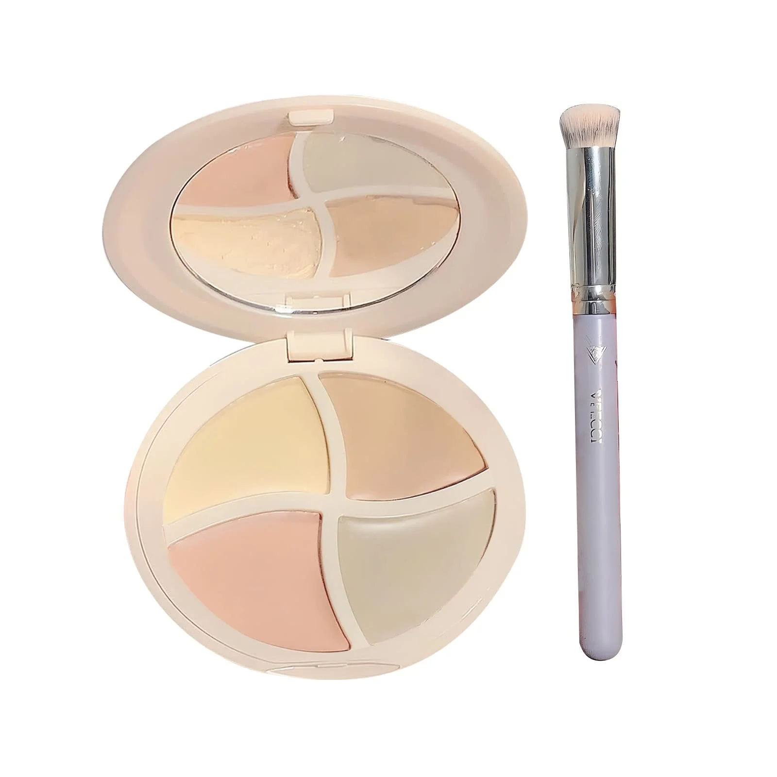 Палетка консилеров 4 цвета с кистью для консилера Палитра для цветокоррекции Полное покрытие для контура лица Стойкий Безупречный Скрывает темные круги, фото №1 Палетка консилеров 4 цвета с кистью для консилера Палитра для цветокоррекции Полное покрытие для контура лица Стойкий Безупречный Скрывает темные круги, фото №1