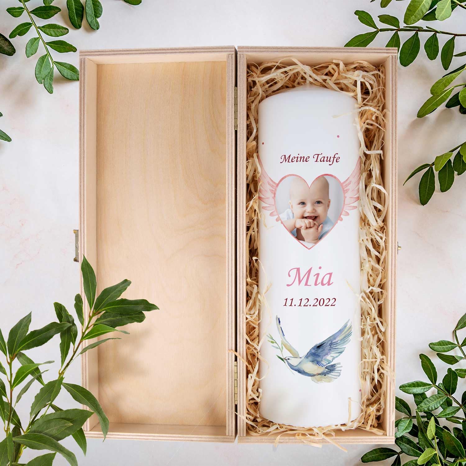 Свічка GRAVURZEILE Printed Wing Heart Baby Photo Candle для хрестин персоналізована з фото 250/80 мм, фото №6 Свічка GRAVURZEILE Printed Wing Heart Baby Photo Candle для хрестин персоналізована з фото 250/80 мм, фото №6