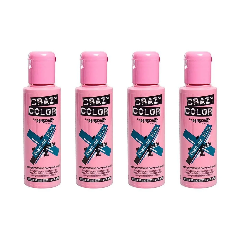 Фарба для волосся Crazy Colour Напівперманентна Peacock Blue 4 шт (4 x Blue), фото №2 Фарба для волосся Crazy Colour Напівперманентна Peacock Blue 4 шт (4 x Blue), фото №2