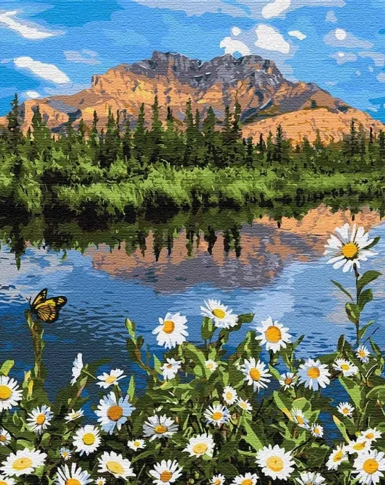 KH2833 Набір малюнків для малювання за номерами гірський пейзаж Без коробки, фото №1