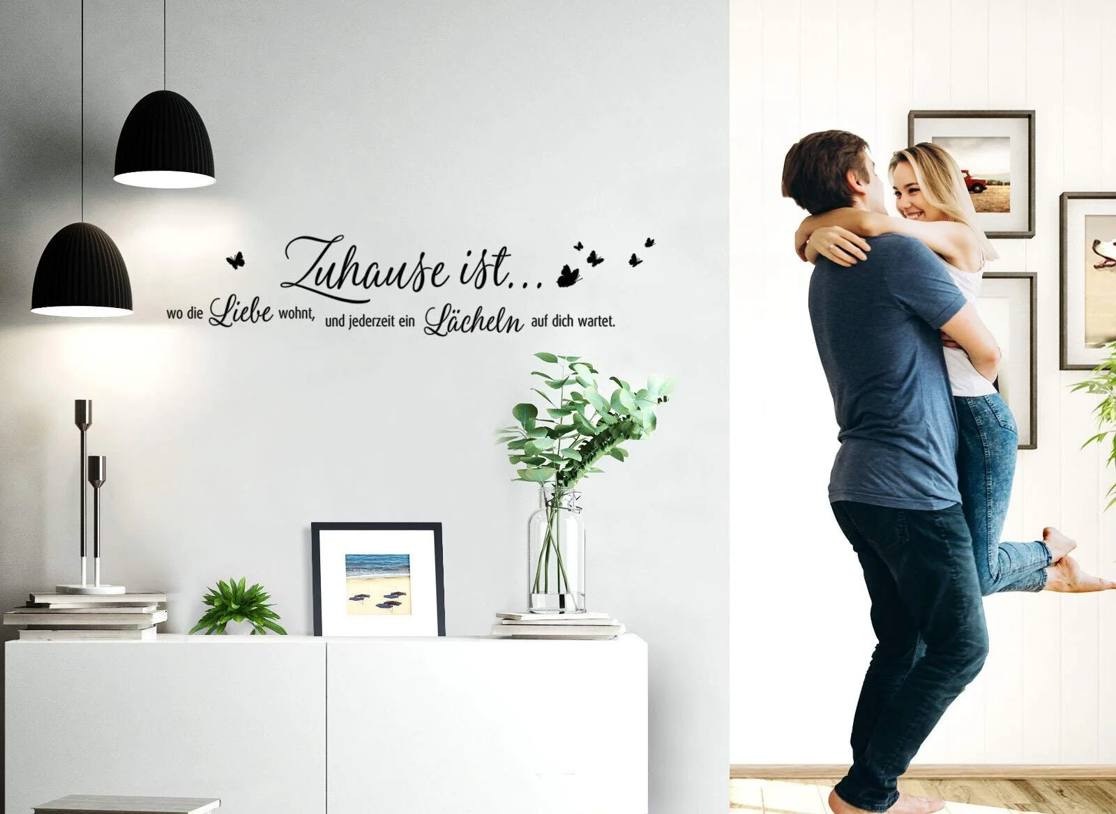 Наклейка на стіну W3479 Напис «Zuhause ist wo die Liebe wohnt» чорна 80 x 17 см, фото №2