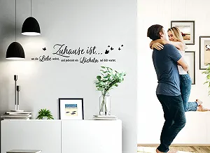 Наклейка на стіну W3479 Напис «Zuhause ist wo die Liebe wohnt» чорна 80 x 17 см synthetic.ua - Фото 1