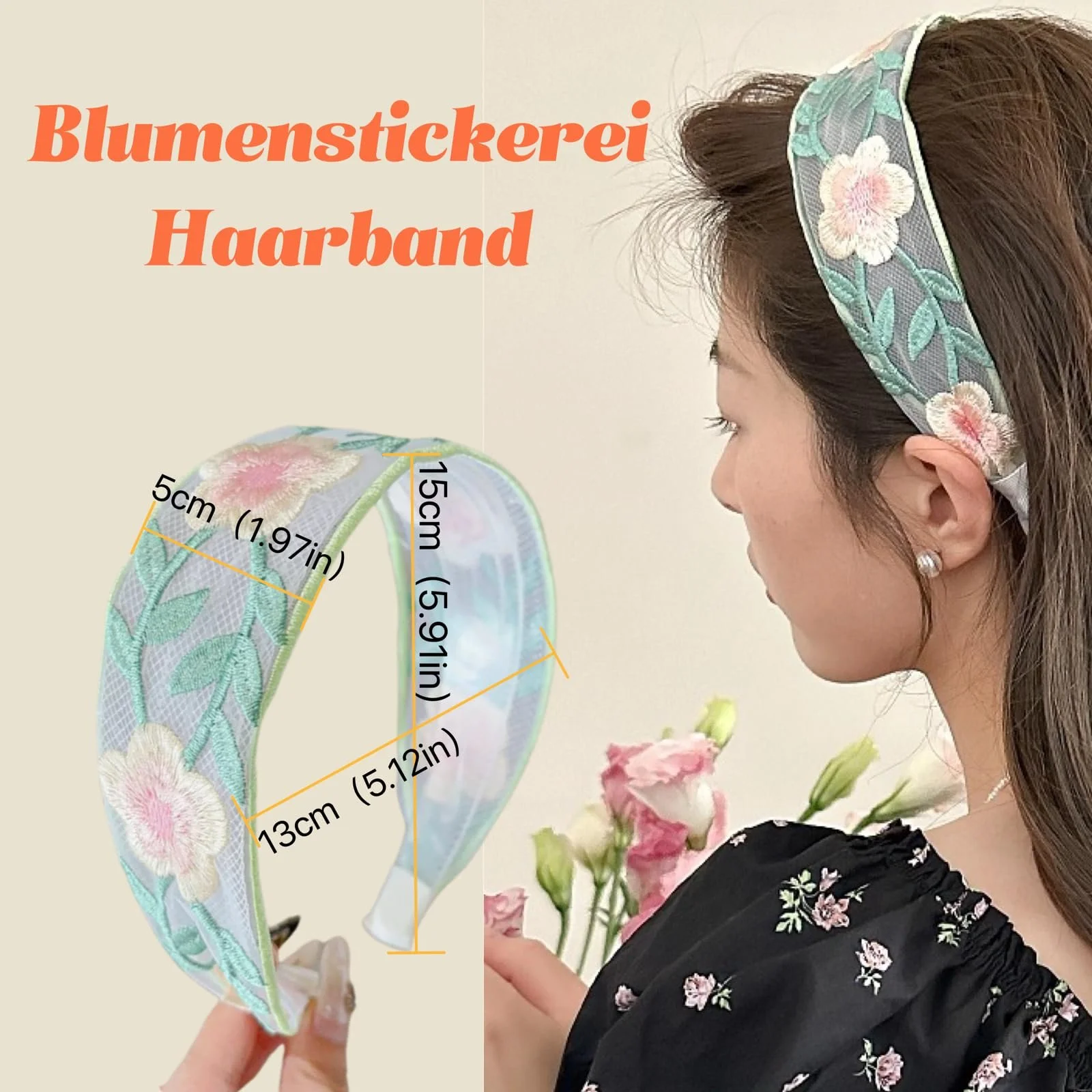 Пов'язка на голову Мереживна з вишивкою квітами, фото №4 Пов'язка на голову Мереживна з вишивкою квітами, фото №4