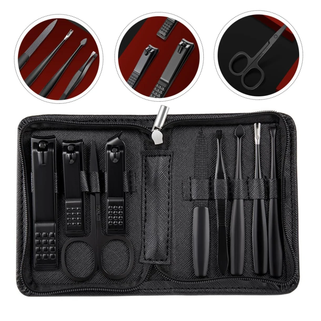 Набор для маникюра Мультифункциональный из нержавеющей стали Портативный Черный, фото №9