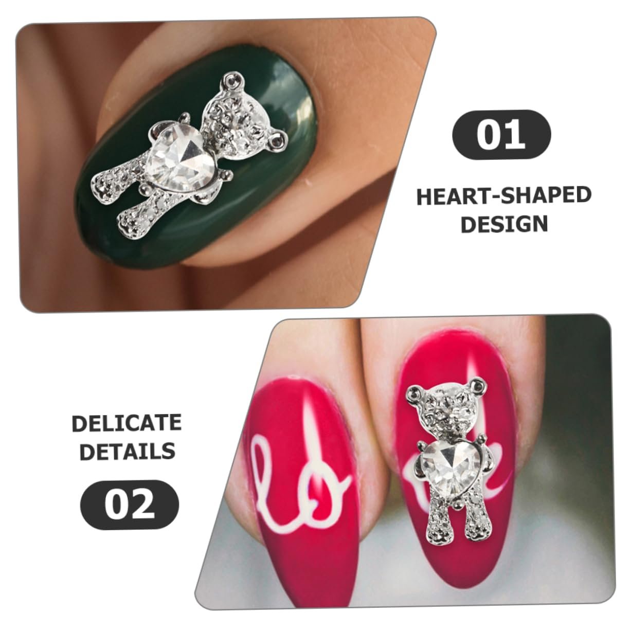 Наклейки для нігтівOOFAN Модні, ведмедики, для манікюру, 3D стрази, фото №5