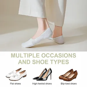 Женские носки-следки из хлопка, нескользящие - невидимые короткие мягкие дышащие носки для лоферов, кроссовок и лодочек synthetic.ua - Фото 1