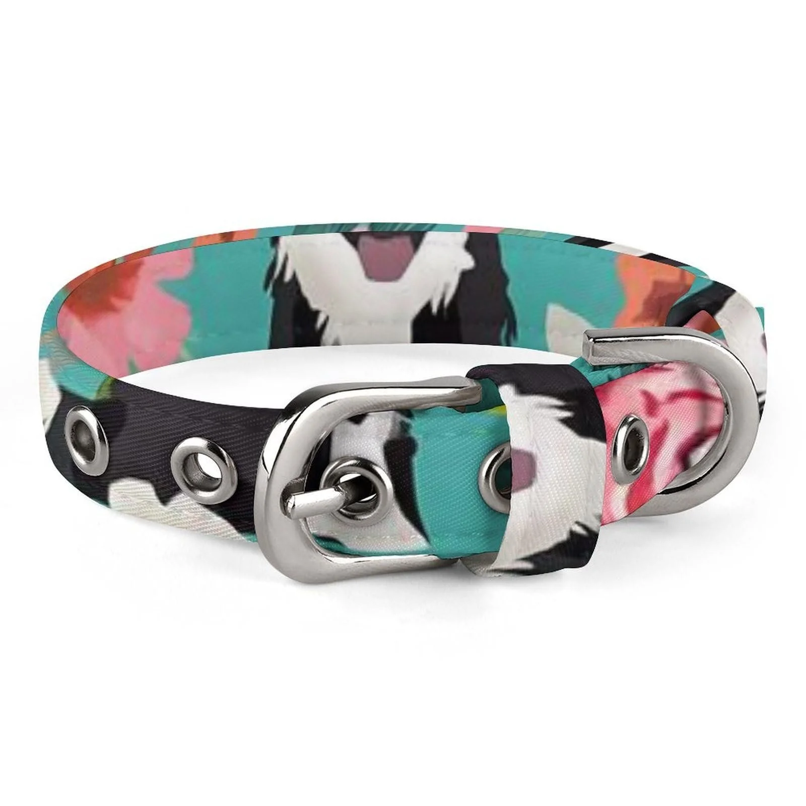 Ошейник для домашних животных Border Collie Floral Print стильный регулируемый легкий, фото №1